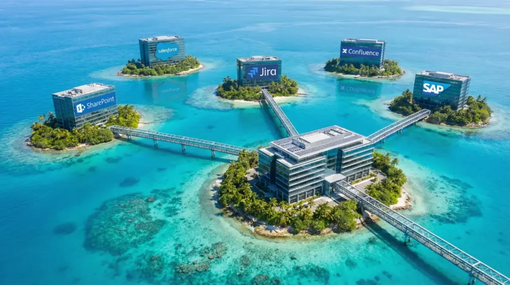 Data silos and isolated systems are connected by enterprise search solutions
